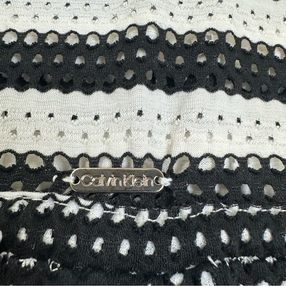 Calvin Klein Black and White Striped Drawstring Dress Beach Cover-Up Size L/XL - Picture 7 of 16